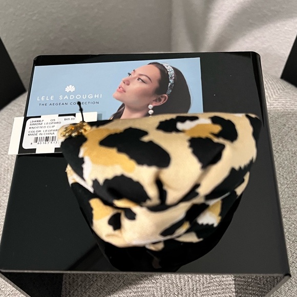 🍁ON SALE🍂LELE SADOUGHI NWT AUTHENTIC LEOPARD SIMONE KNOTTED SILK HAIR CLAW CLIP - Picture 12 of 14